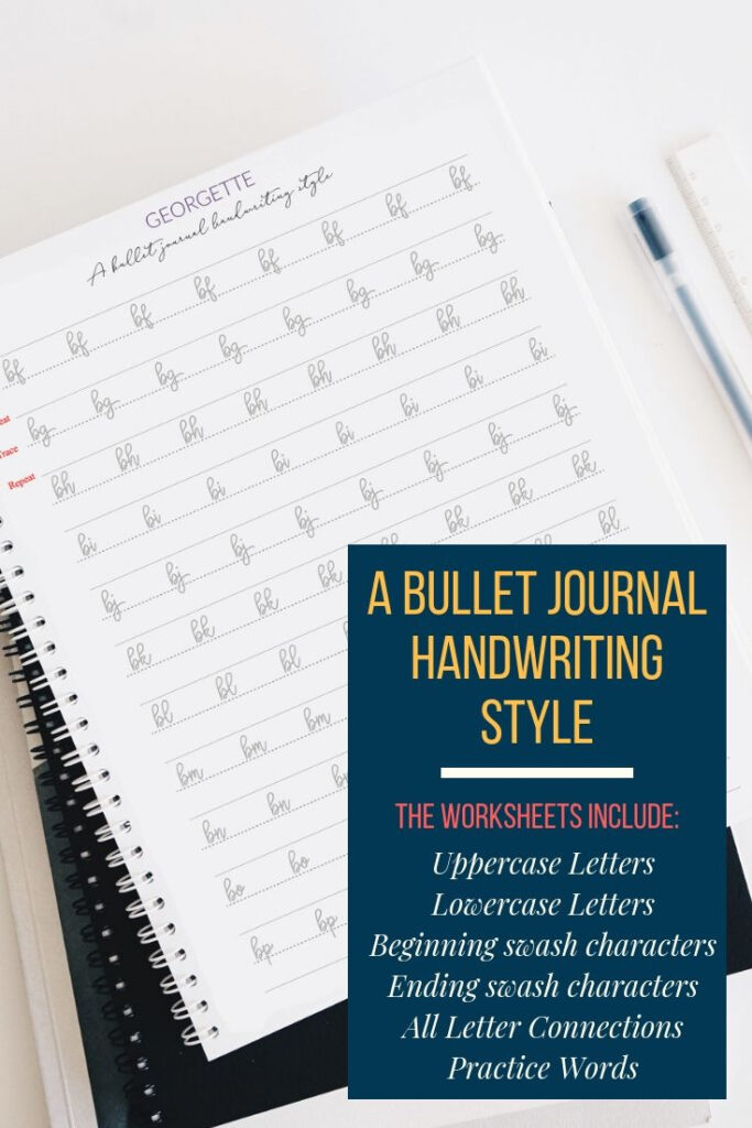 91 Pages GEORGETTE Handwriting Worksheets BULLET JOURNAL Etsy Learn ...
