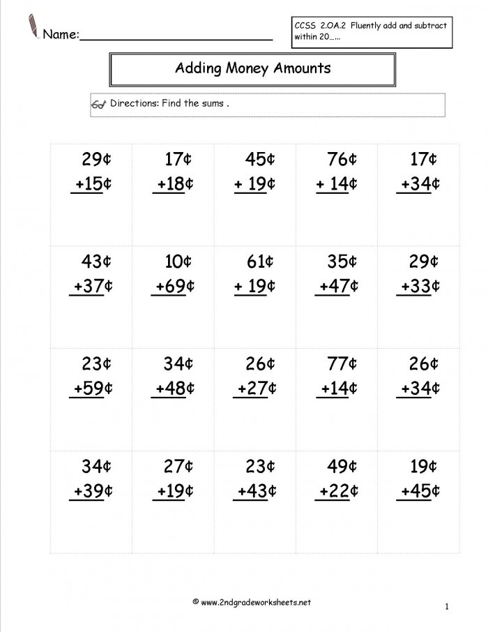 Adding With Money Worksheets 99Worksheets