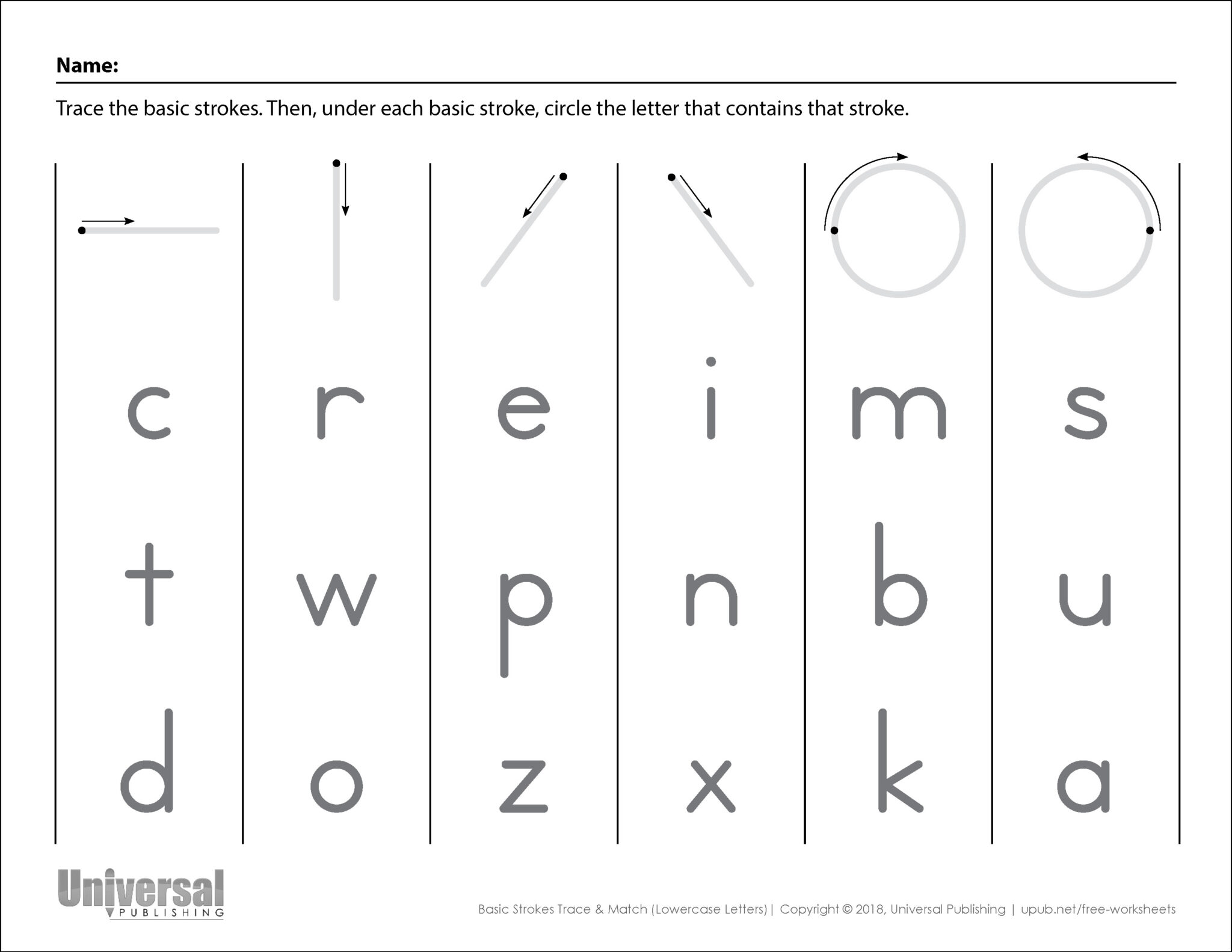 Basic Strokes Activities Free Printables Universal Publishing ...