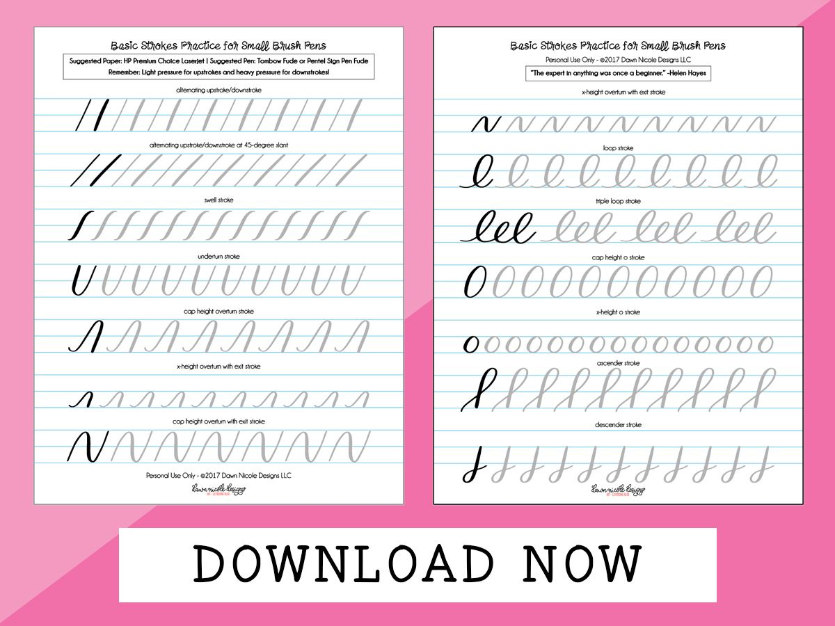 Basic Strokes Worksheets For Small Brush Pens Brush Pen Lettering 