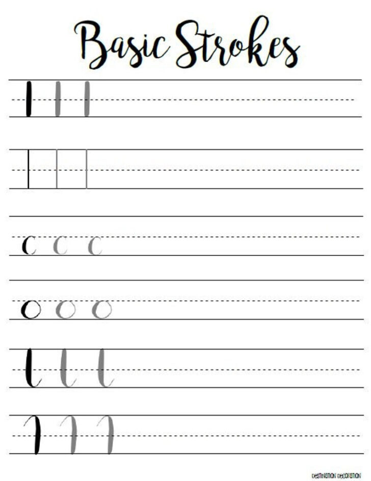 Basic Handwriting Strokes Worksheets