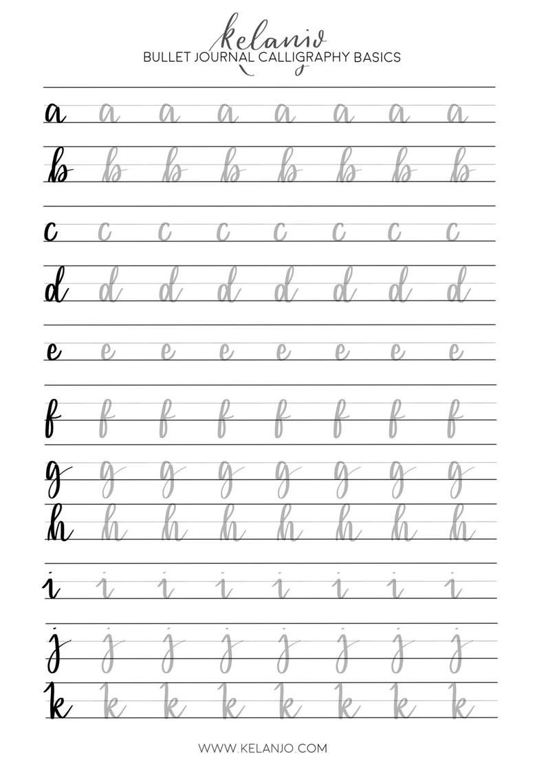 Bullet Journal Modern Calligraphy Brush Lettering Practice Sheets 