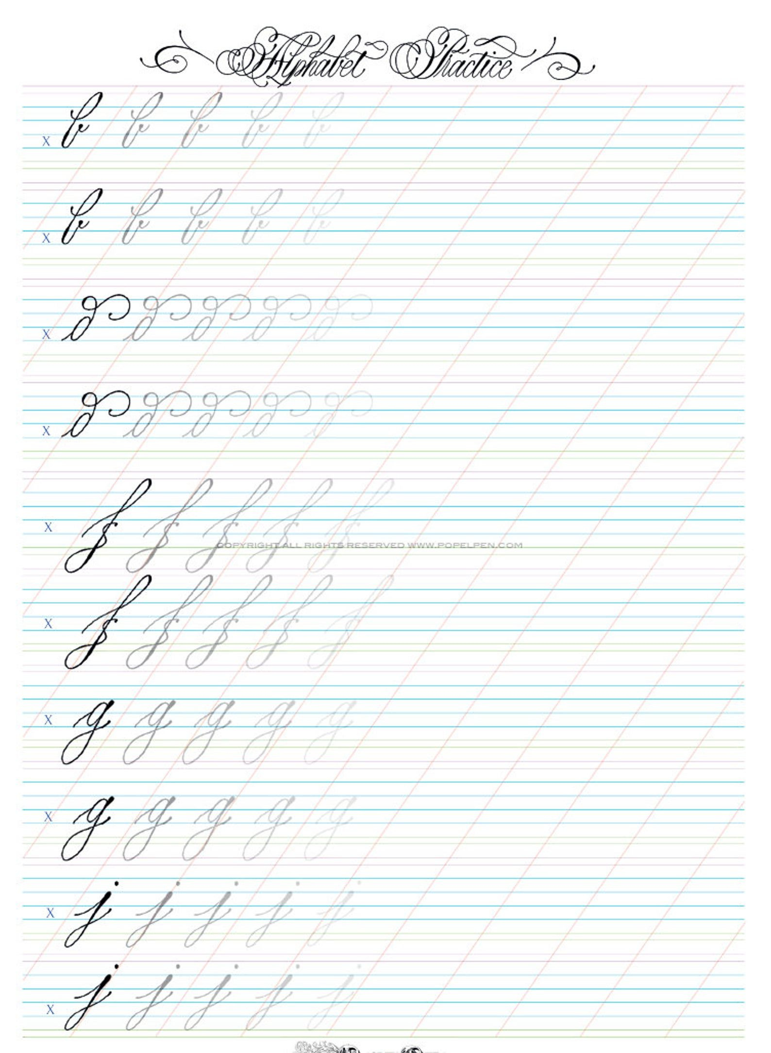 Calligraphy Font Download Practice Sheets Italic Hand Learn 