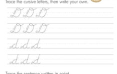 Cursive D Worksheet Education Learning Cursive Cursive