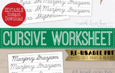 Cursive Name Writing Worksheet Editable Script Handwriting Etsy