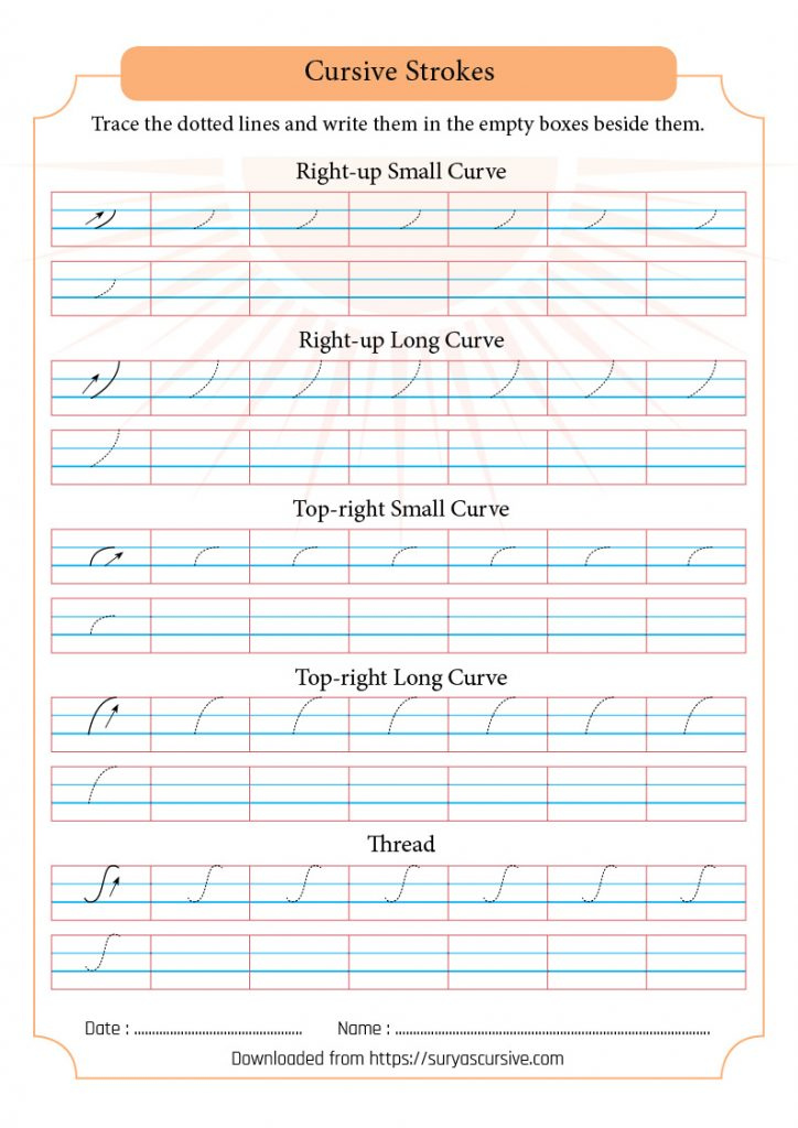 Handwriting Strokes Worksheets