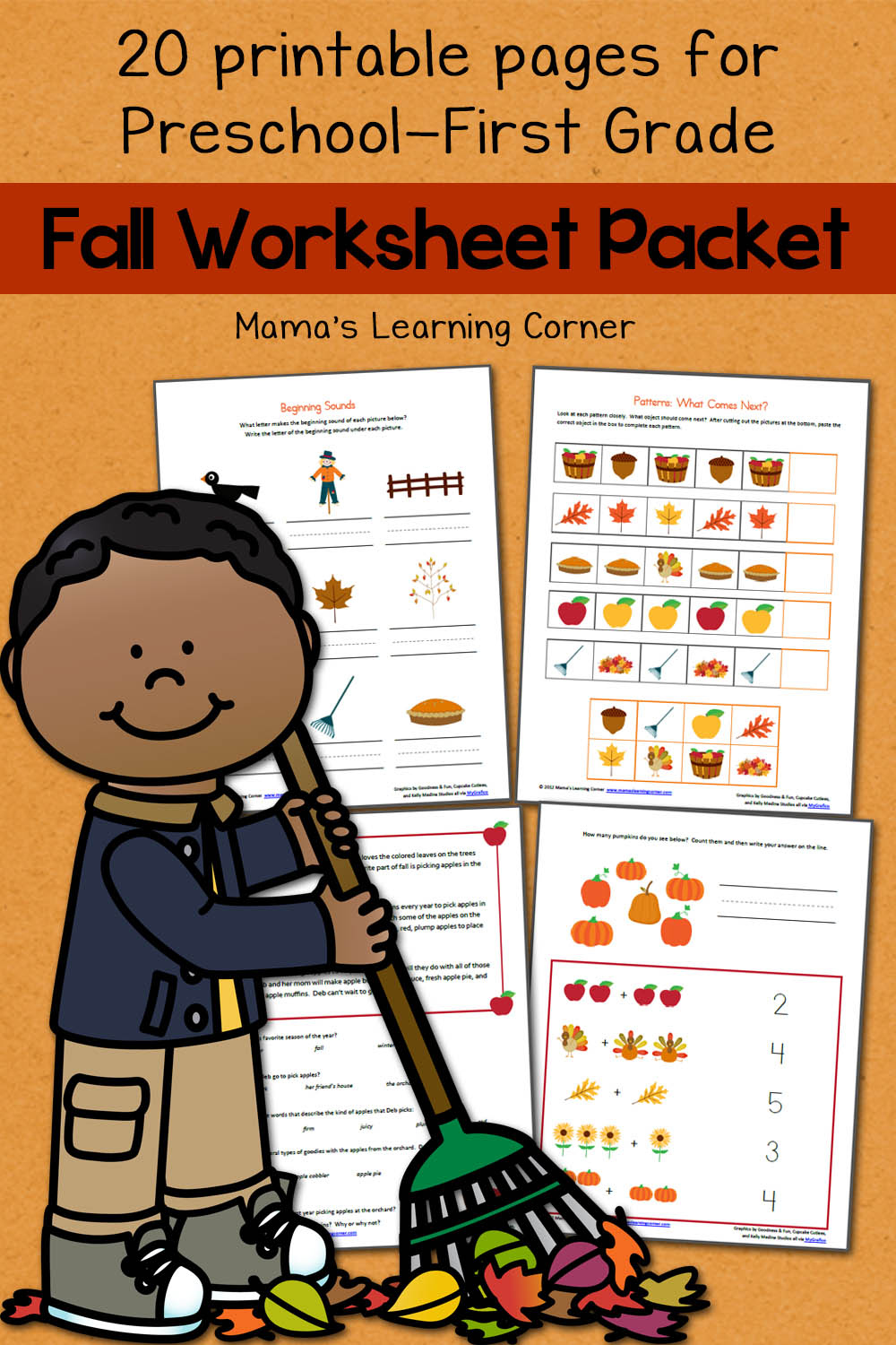 Fall Worksheet Packet For Preschool First Grade Mamas Learning Corner