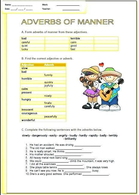 Identify Adverbs Worksheet 7th Grade