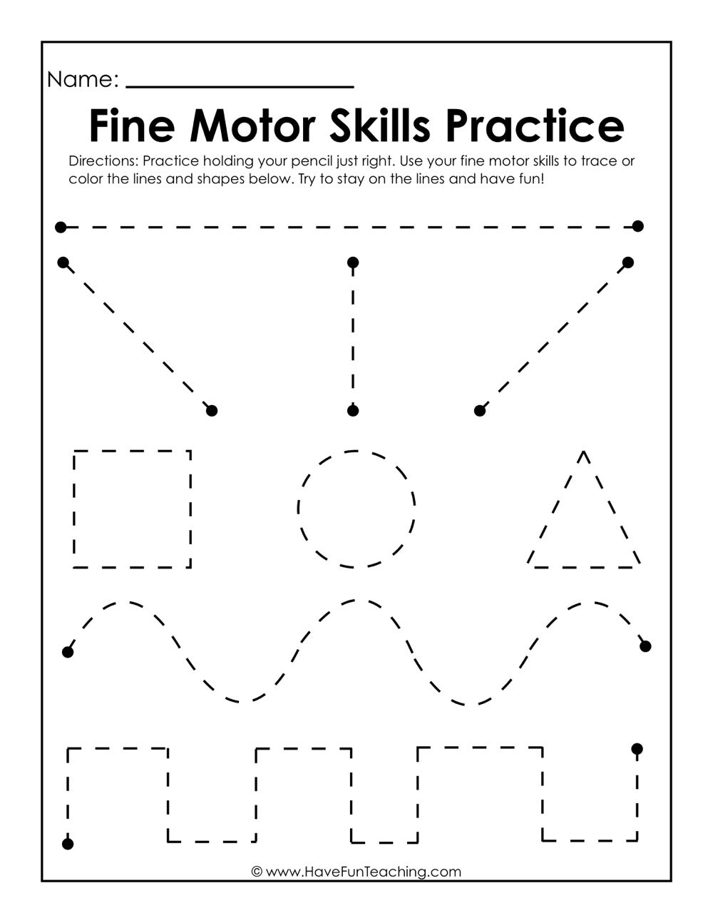 Fine Motor Skills Practice Worksheet Writing Practice Worksheets 