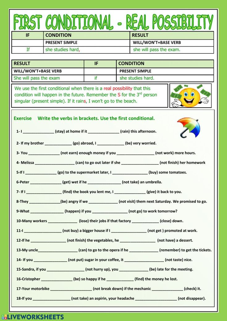 First Conditional Interactive And Downloadable Worksheet You Can Do 