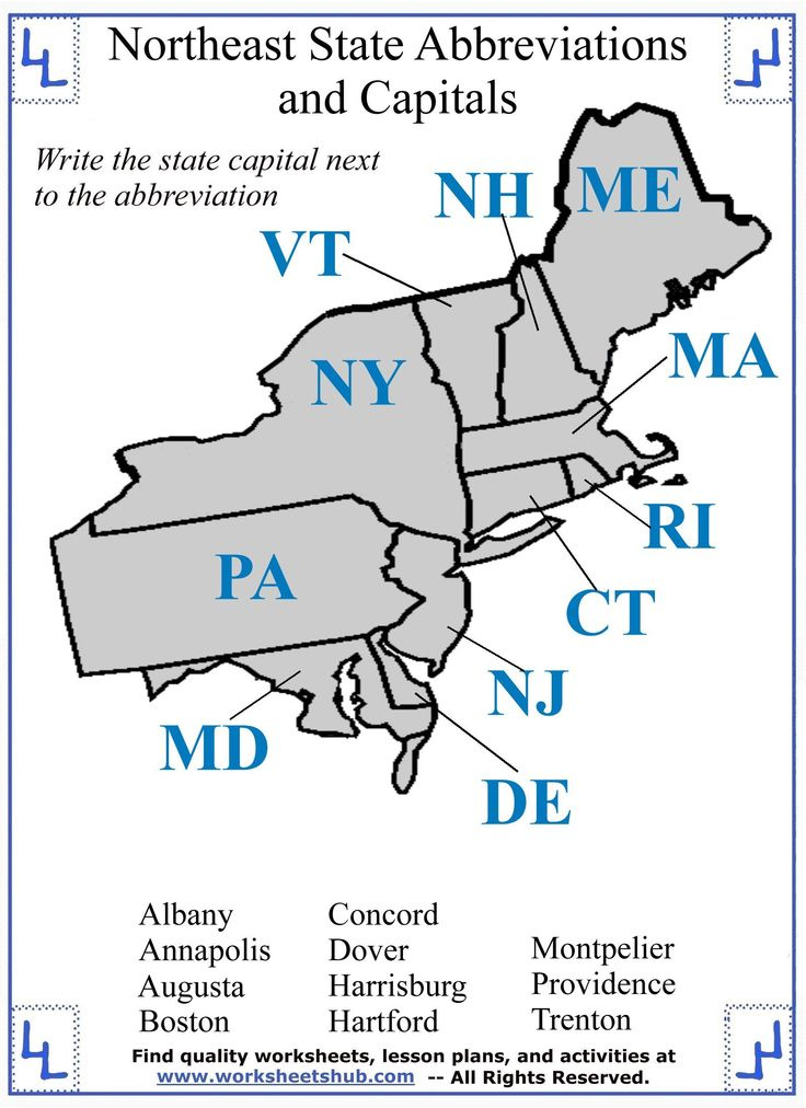 Fourth Grade Social Studies State Abbreviations And Capitals State 