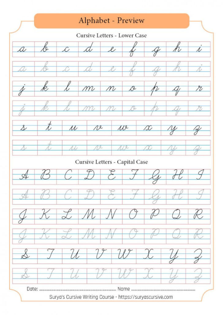Trace Handwriting Worksheets