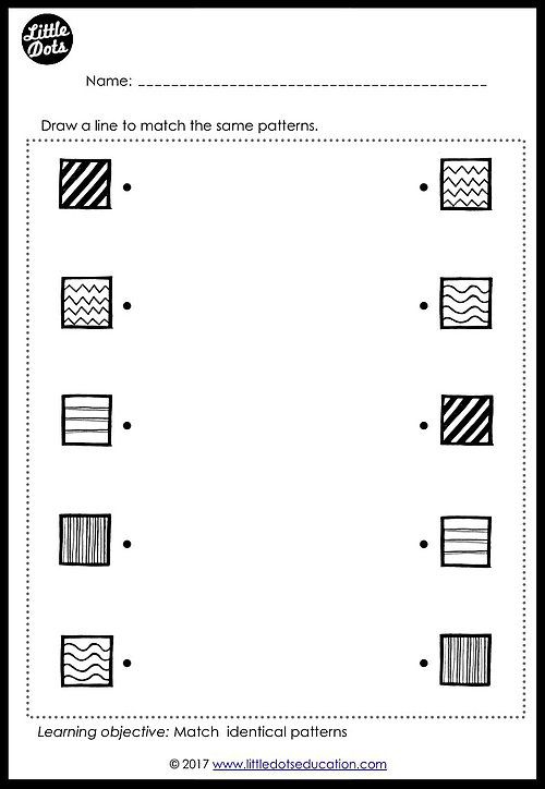 Free Patterns Matching Worksheet For Pre k Or Kindergarten Class Free 