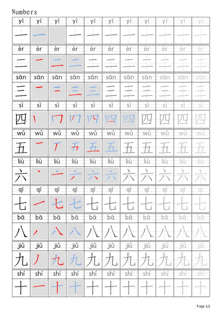FREEBIE Numbers 1 10 Handwriting Mandarin Chinese Teaching 