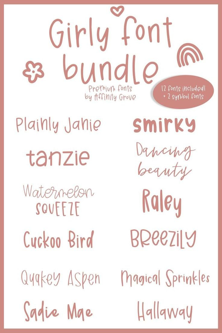 Girly Font Bundle 12 Fonts Included Scrapbook Fonts Girly Fonts 