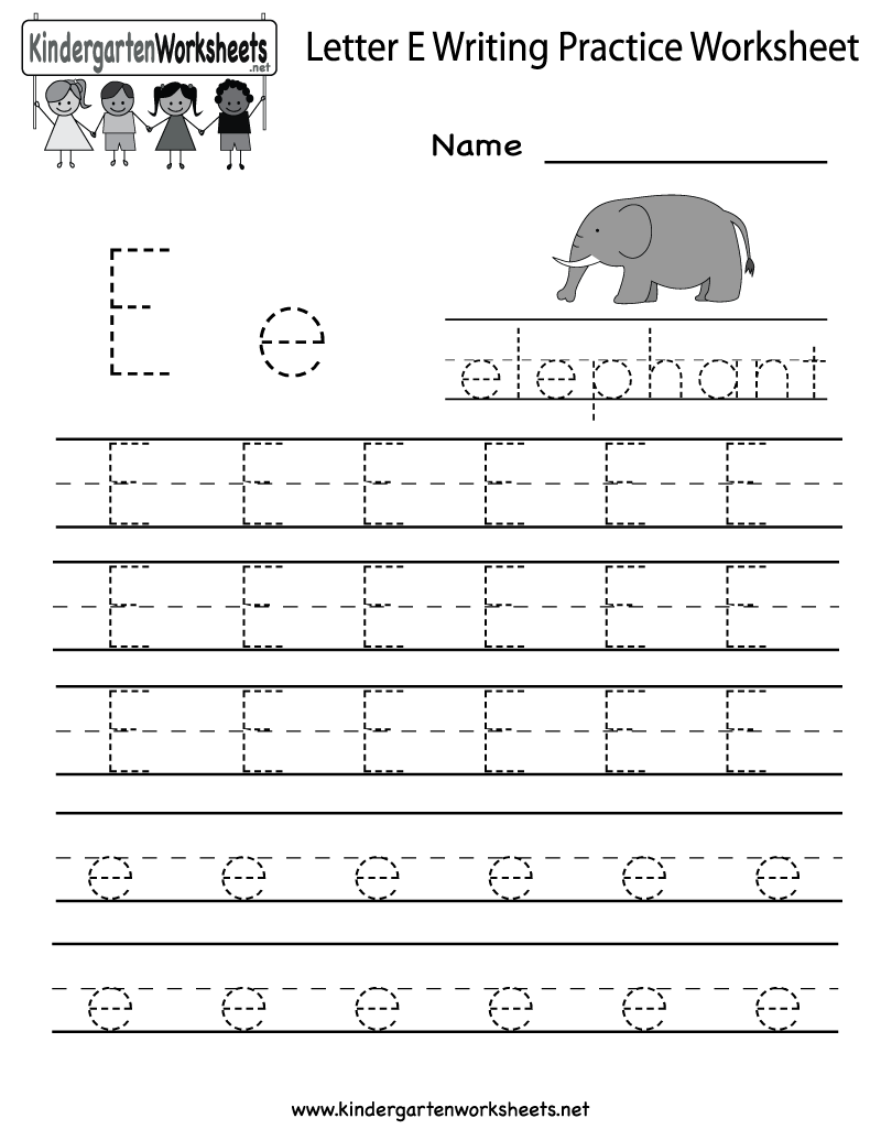 Kindergarten Letter E Writing Practice Worksheet Printable Writing 