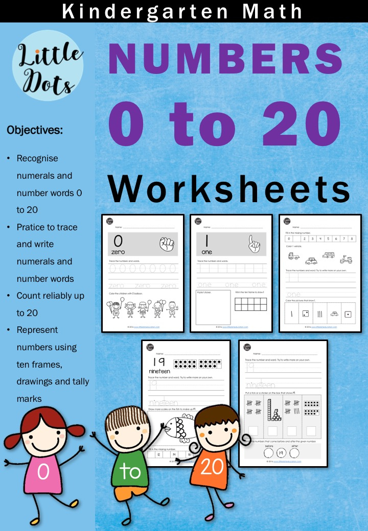 Kindergarten Numbers 0 To 20 Worksheets And Activities Little Dots 