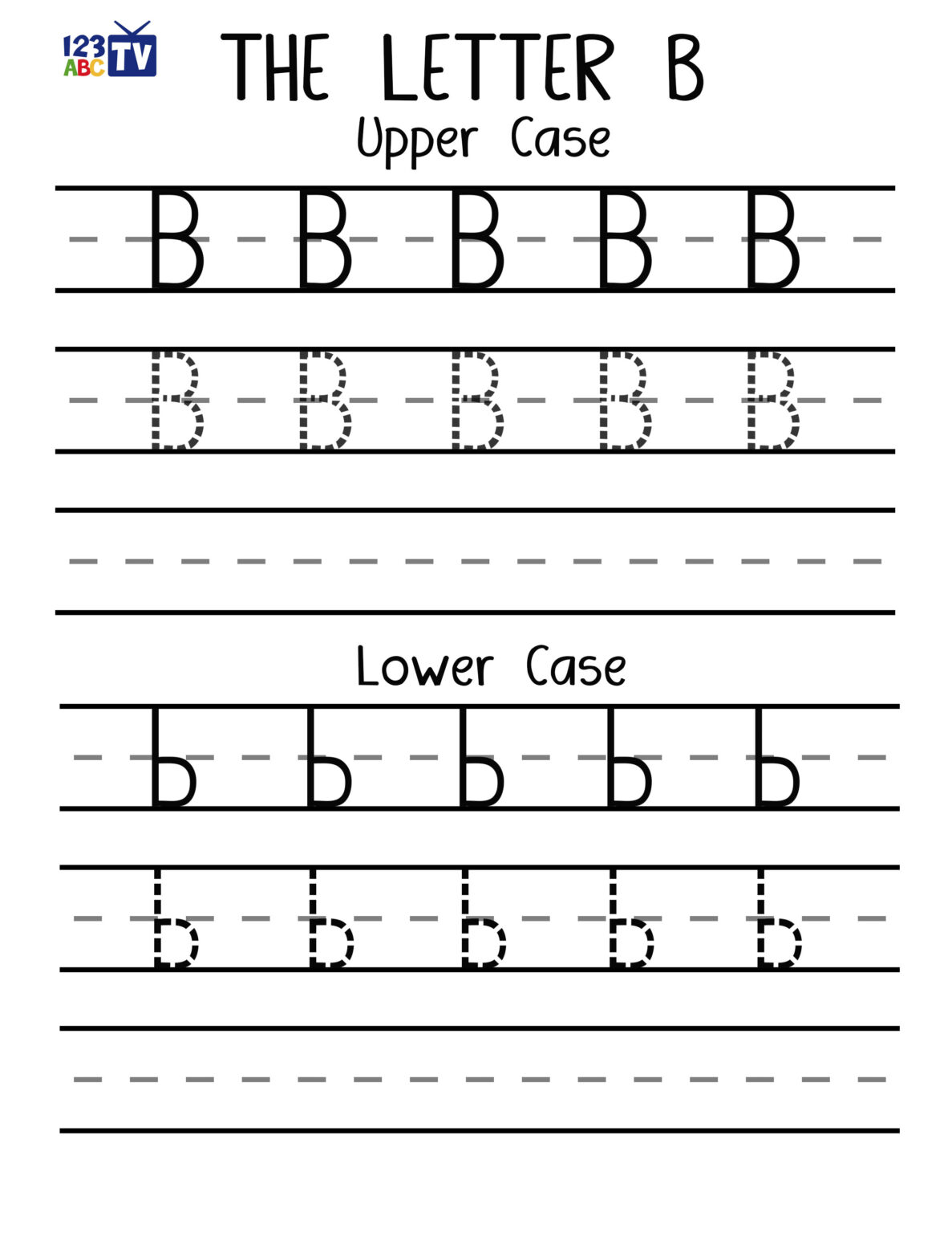 Letter B Practice Handwriting Downloads 123ABC TV EZ Worksheet ...