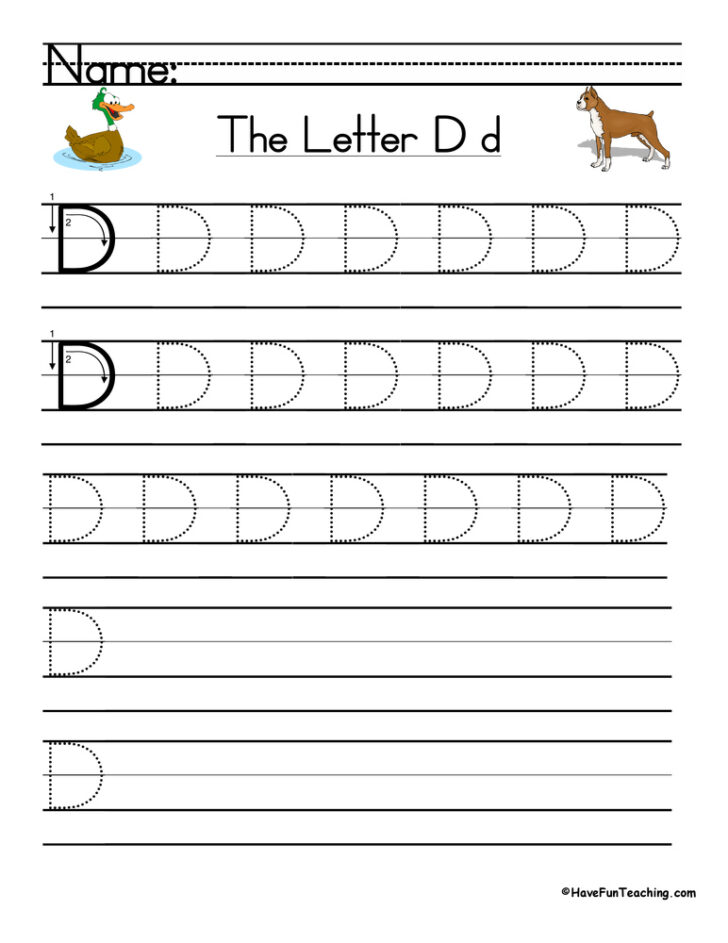 Letter D Handwriting Practice Worksheet Have Fun Teaching | Handwriting ...