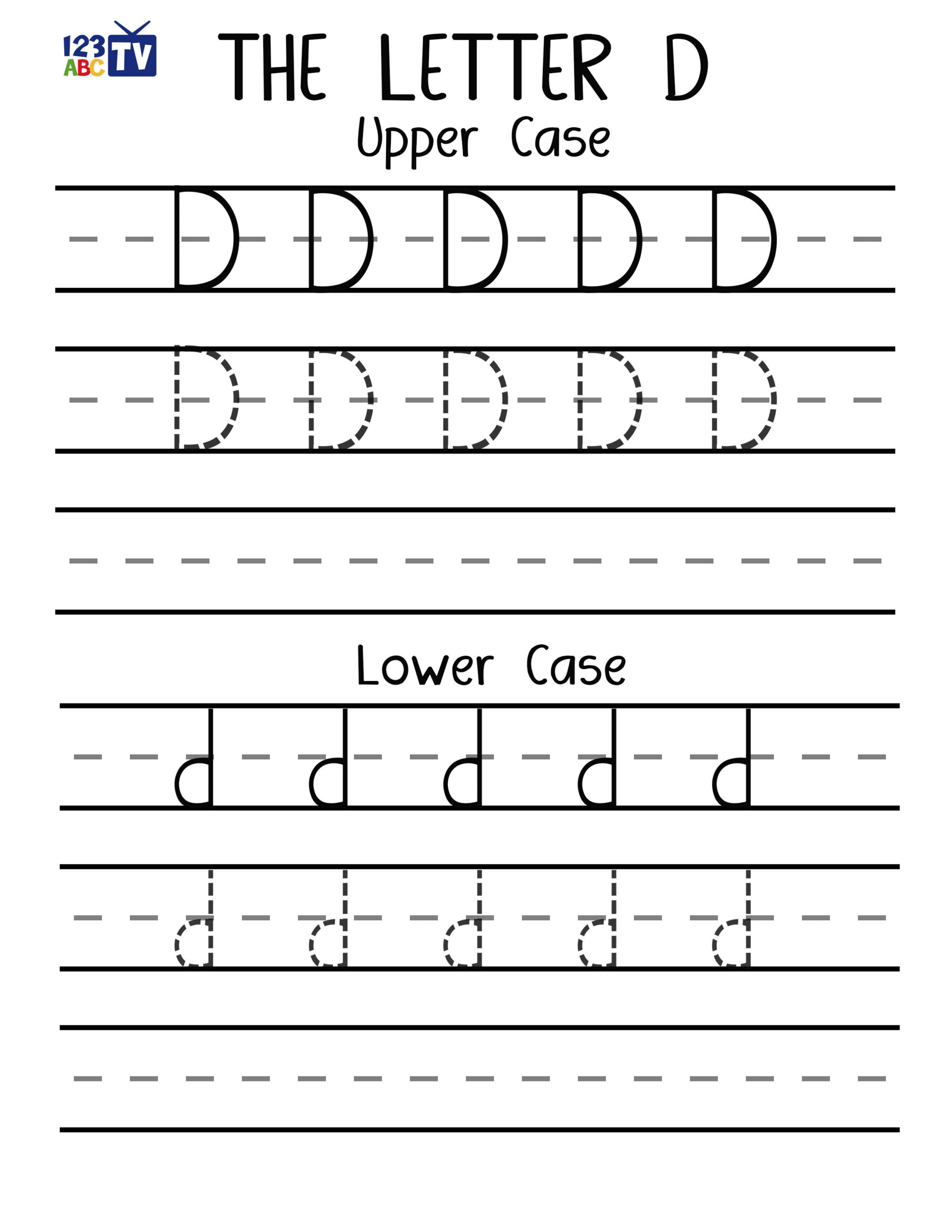 Letter D Practice Handwriting Downloads 123 ABC TV