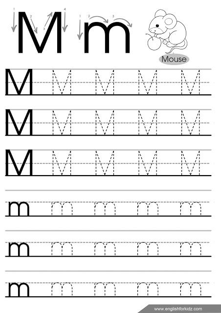Letter M Tracing Worksheet Printing Worksheets Tracing Worksheets 
