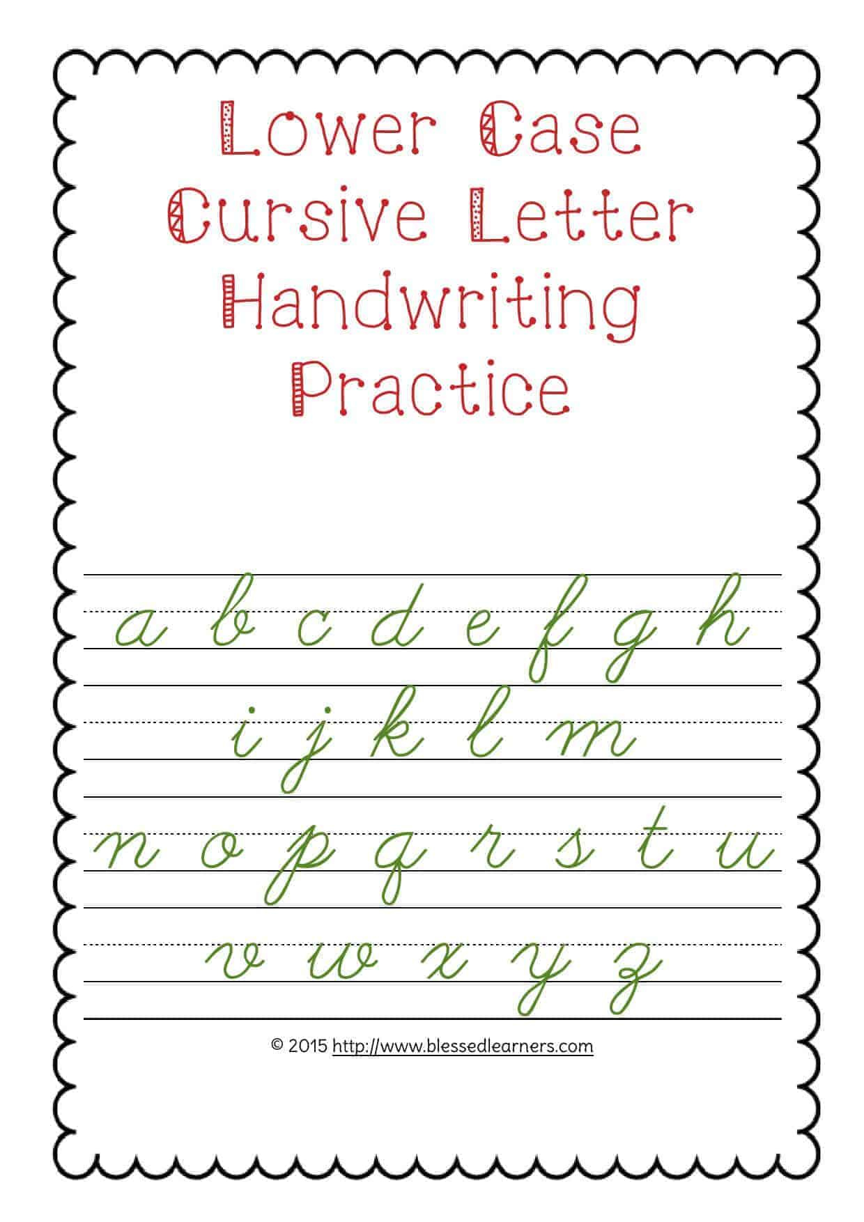 Lower Case Letter Handwriting Practice Blessed Learners