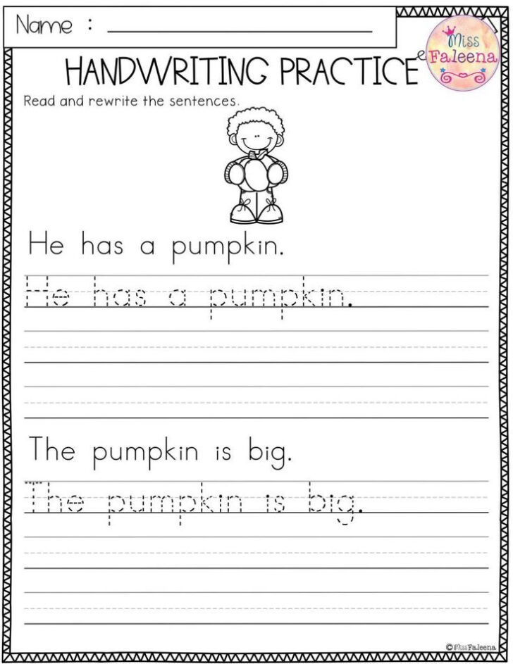 Handwriting Practice Worksheets Kindergarten