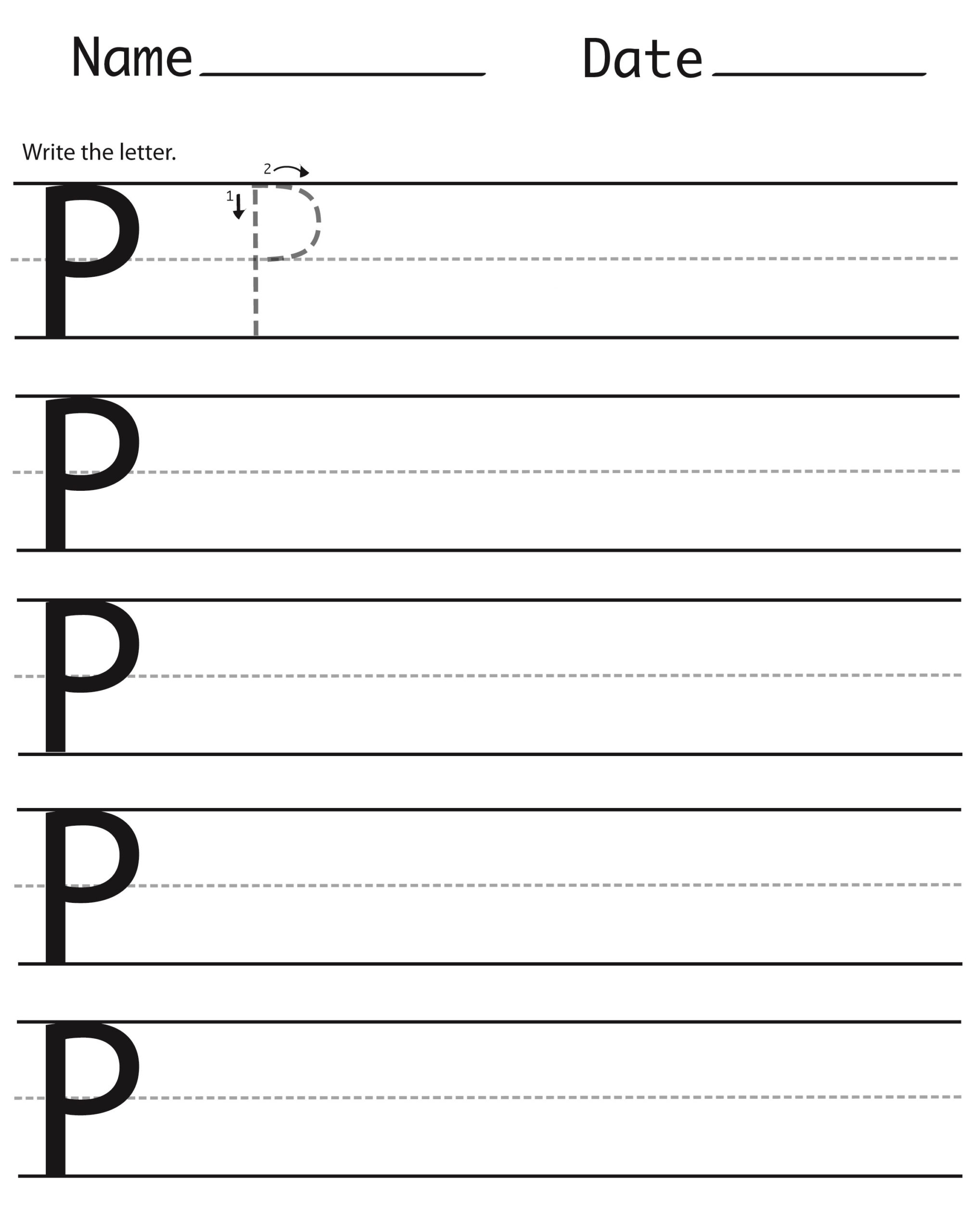 P capital handwriting worksheet Preschool Crafts