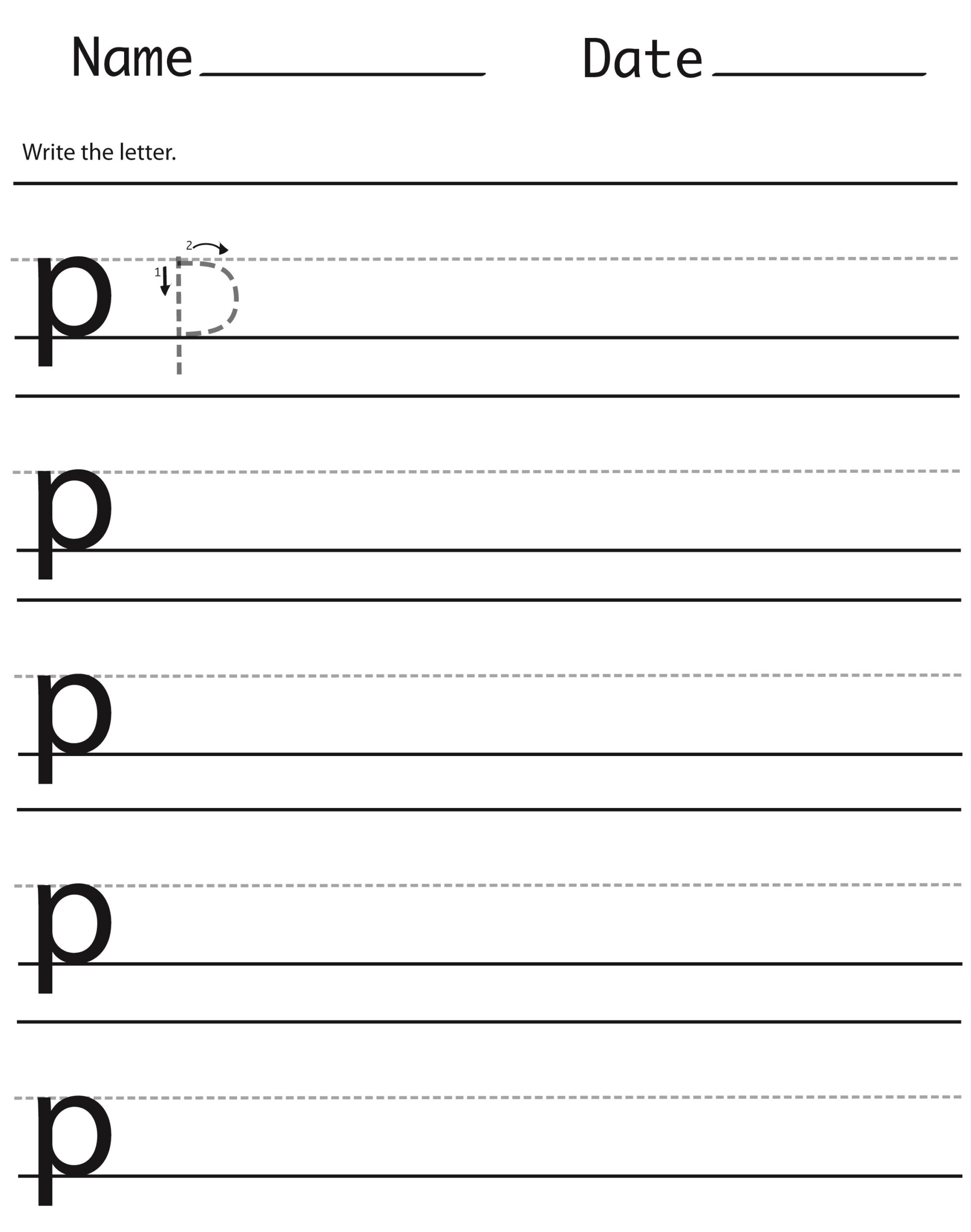 P lowercase handwriting worksheet Preschool Crafts
