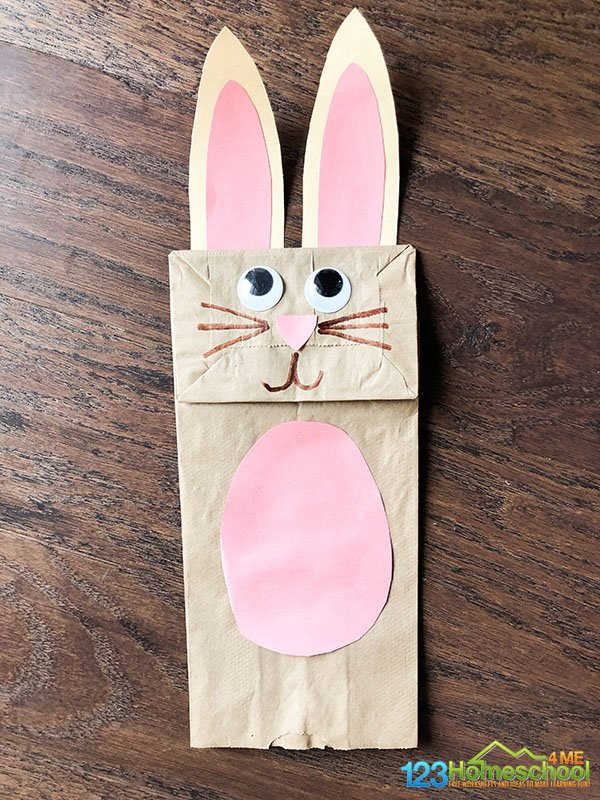 Paper Bag Bunny Easter Puppet Craft For Kids