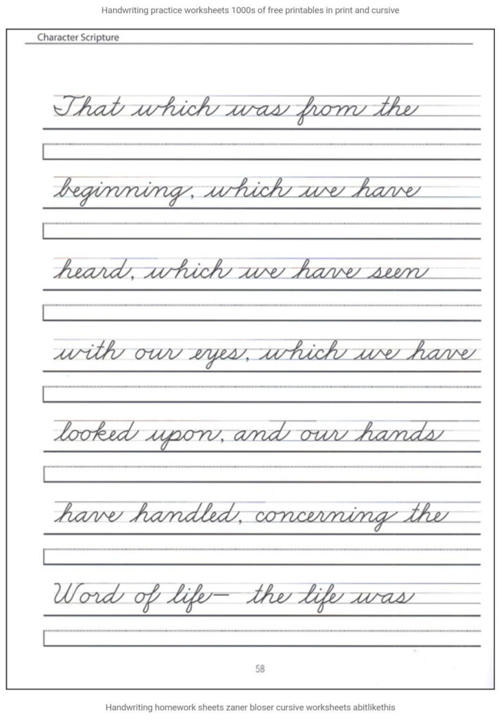 Handwriting Cursive Practice Worksheets