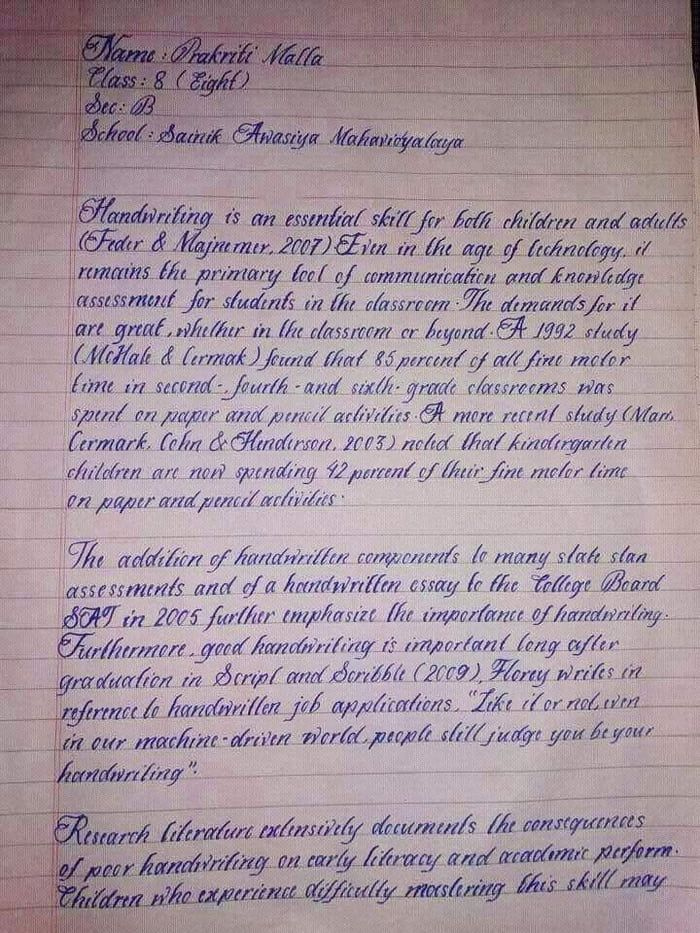  Prakriti Malla Handwriting Considered The Best Handwriting In The 