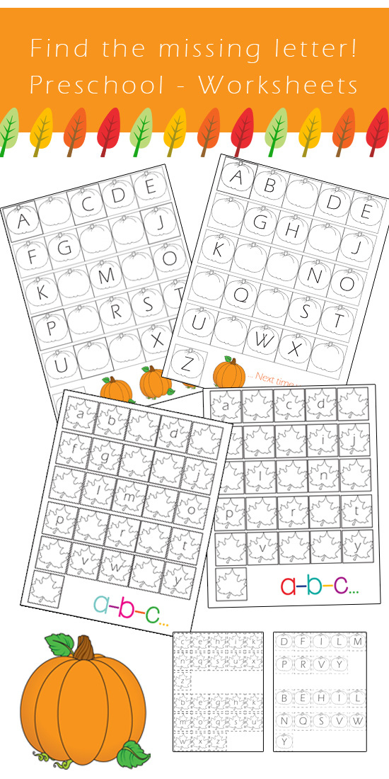 Preschool Alphabet Worksheets Find The Missing Letter Fall Edition 