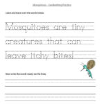 PrimaryLeap Co Uk Mosquitoes Handwriting Practice Worksheet