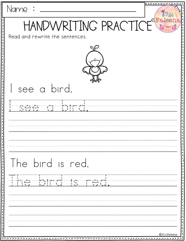 Printable Worksheet Kindergarten Handwriting