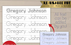 Printable Name Writing Worksheet Editable Handwriting Print Etsy In
