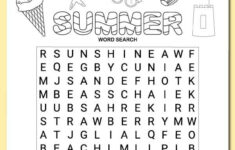 Printable Summer Word Search answer Key Summer Words Free