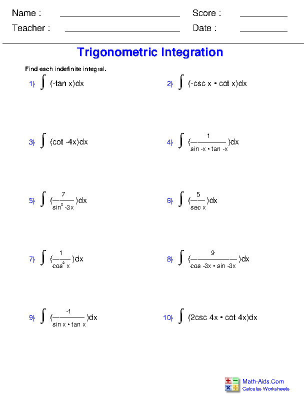 Simple Integration Worksheet Math Plane Introduction To Integrals 