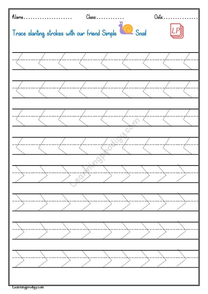 Slanting Strokes Tracing Worksheets Preschool Handwriting Practice 