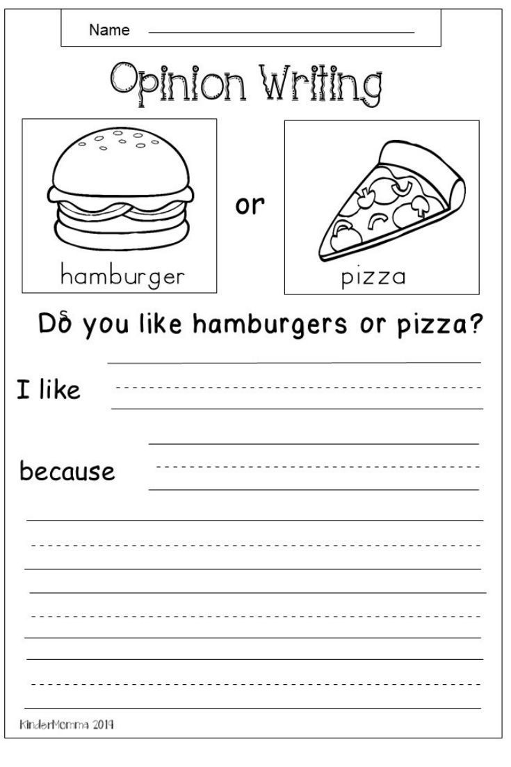 This Is A Free Opinion Writing Worksheet For Kindergarten And First 