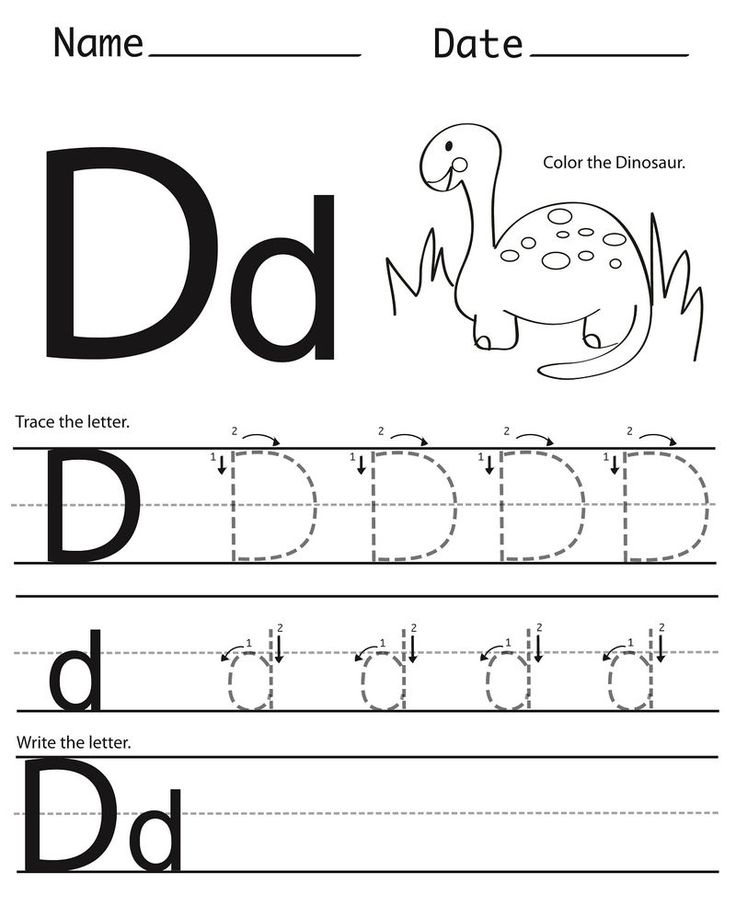 Trace Letter D Dinosaur Free Handwriting Worksheets Letter D 