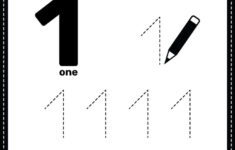 Tracing Number 1 Worksheet For Kindergarten And Preschool Kids For