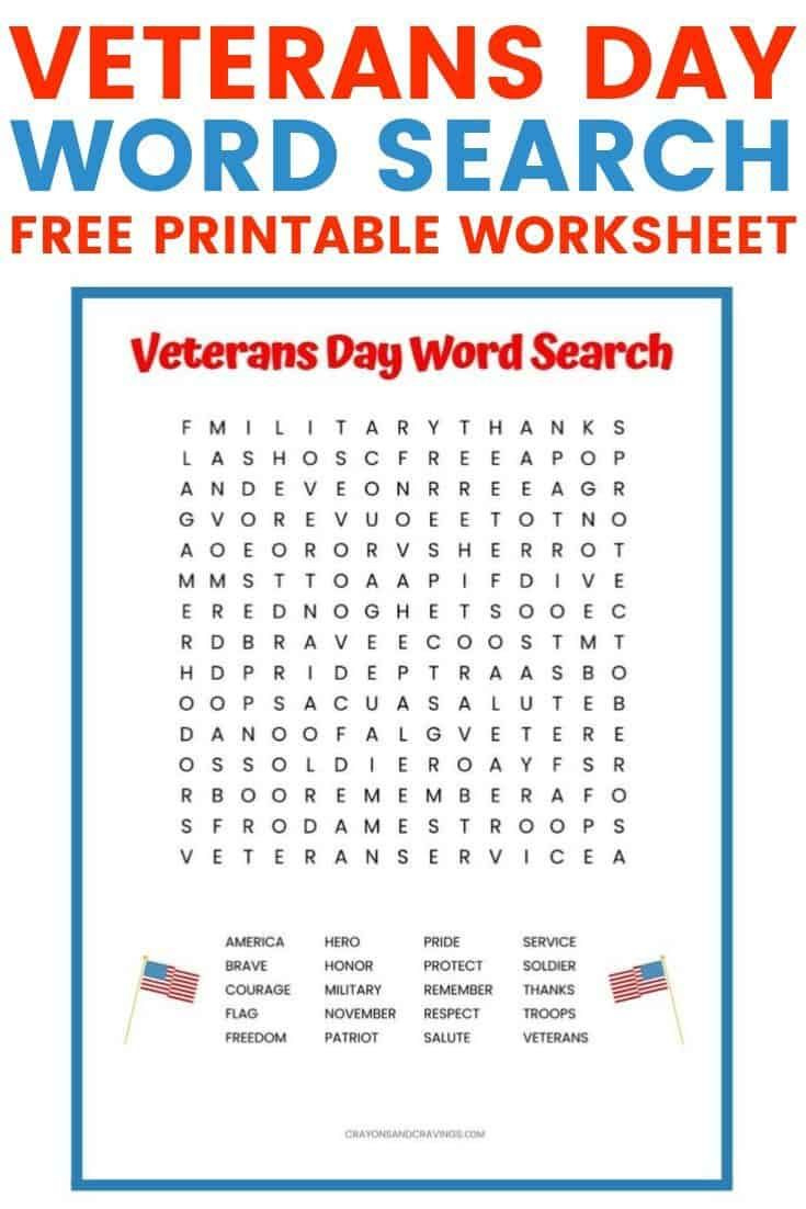 Veterans Day Word Search Veterans Day Activities Free Printable 