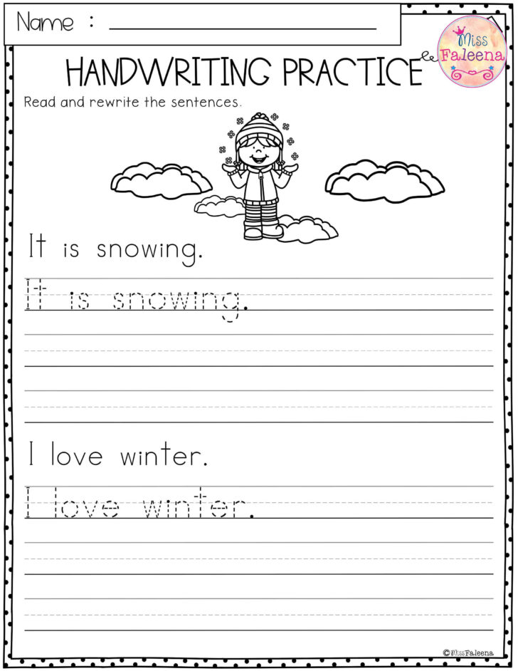 Handwriting Practice Worksheets For Kindergarten