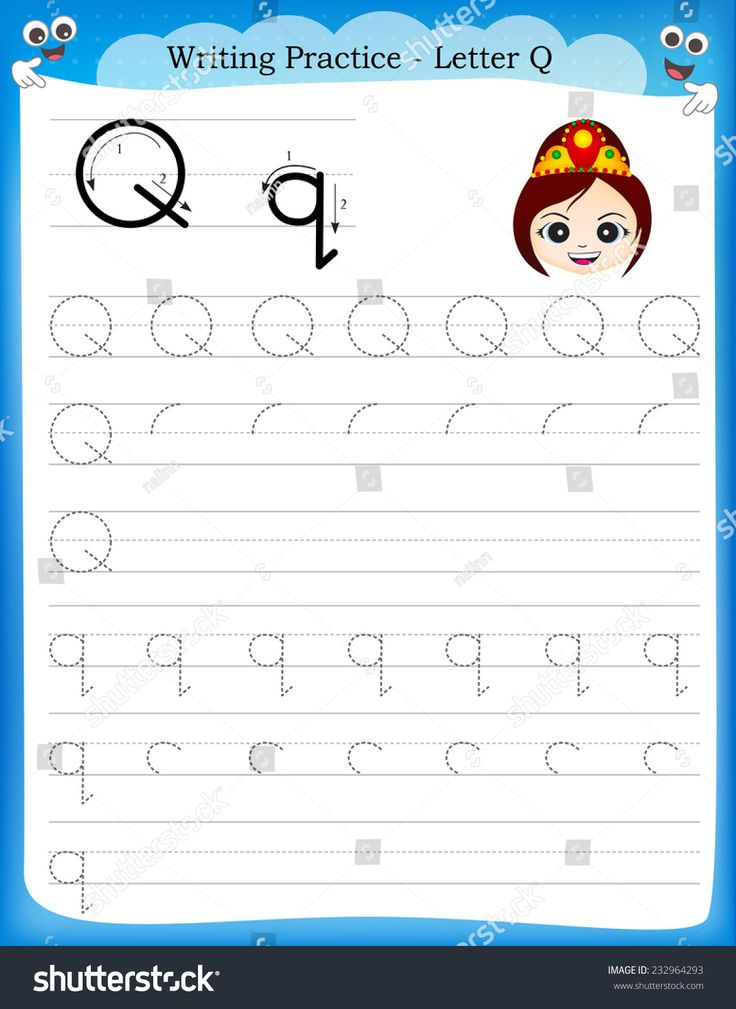Writing Practice Letter Q Printable Worksheet With Clip Art For 